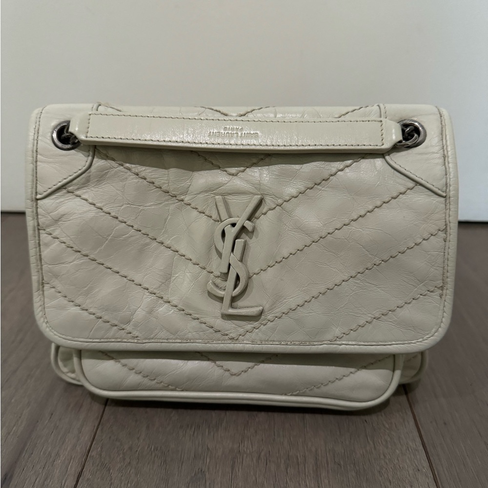 Yves Saint Laurent Niki Baby Chain Bag in Crinkled Vintage Leather